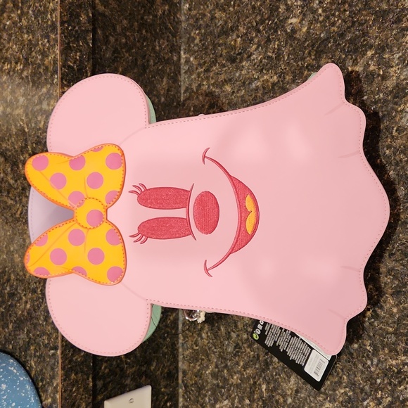 Loungefly Pink and Yellow Minnie Mouse Crossbody Bag